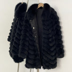 OFTBUY 2-in-1 Reversible Luxury Jacket - 100% Real Fox Fur Coat & Windproof Winter Parka