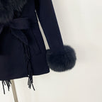 OFTBUY Short Real Fox Fur Wool Coat New Autumn Winter Clothes Women Fashion Natural Fur Woolen Jacket Female Tassel Overcoat