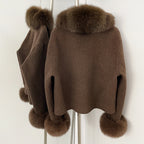 OFTBUY Women's Wool Coat with Real Fox Fur Trim Luxury Jacket with Fur Cuffs New Autumn Warm Winter Woolen Clothes Outerwear
