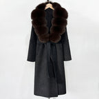 OFTBUY New Autumn Winter Top Clothes Female Long Big Real Fox Fur Collar Woolen Jacket Women Fashion Warm Cashmere Wool Coat