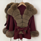 OFTBUY Luxury Real Fox Fur 100% Wool Coat Female New Autumn Winter Warm Woolen Clothes Women Long Sleeves Cashmere Woolen Jacket