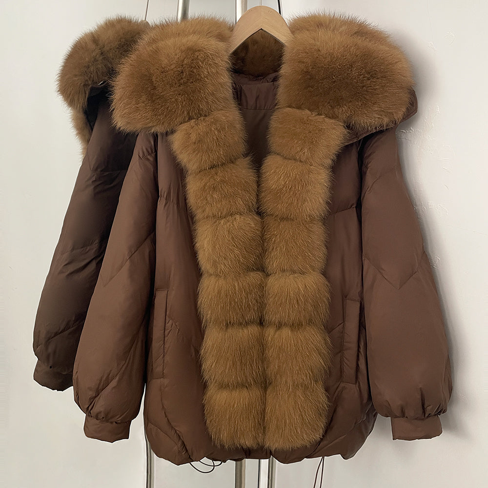 OFTBUY New Autumn Winter Thickened Warm Clothes Women Loose Big Real Fox Fur Goose Down Coat Female Natural Fur Puffer Jacket