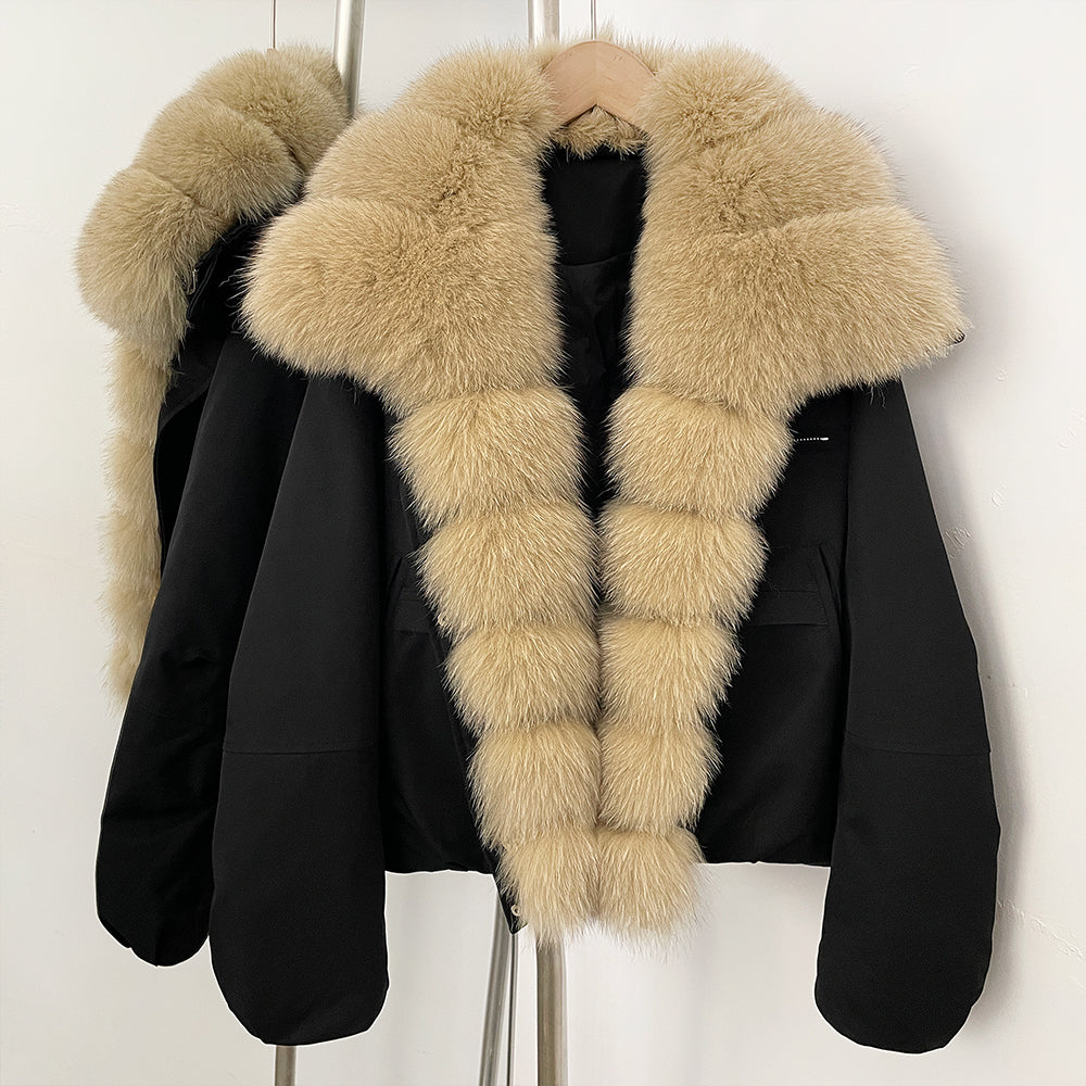OFTBUY Women's Dcuk Down Coat with Big Real Fox Fur Collar New Winter Warm Thickened Clothing Female Natural Fur Puffer Jacket