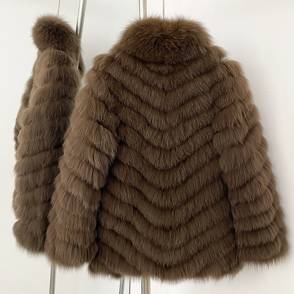 OFTBUY 2-in-1 Reversible Luxury Jacket - 100% Real Fox Fur Coat & Windproof Winter Parka