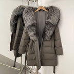OFTBUY New Winter Genuine Fox Fur Hooded Puffer Coat Women Women's White Duck Down Jacket Outerwear Female Fashion Parkas