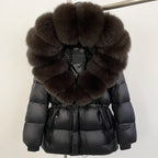 OFTBUY Big Real Fox Fur Coat Autumn Winter Clothes Women Warm Natural Fur White Goose Duck Jacket Female Hooded Puffer Jacket