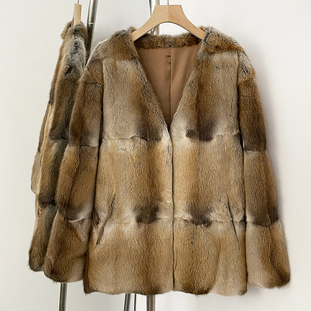 OFTBUY New Winter V-neck Top Clothes Female Luxury Real Mink Fur Warm Jacket Women Natural Fur Long Sleeves Coat Outerwear Lady