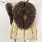 OFTBUY New Belted Luxury Warm Winter Women's Puffer Jacket with Real Mongolia Sheep Fur Collar Outerwear Duck Dowm Coat Female