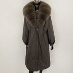 OFTBUY New Zipper Autumn Winter Clothes Women Natural Fox Fur Collar Goose Down Coat Long Warm Thickened Real Fur Puffer Jacket