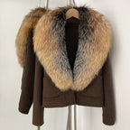 OFTBUY Fashion Short Warm Wool Coat with Real Fox Fur Collar New Autumn Winter Clothes Women Luxury Woolen Jacket Outerwear