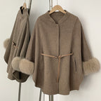 OFTBUY New Autumn Winter Coat Wool Women's Fur Sleeve Detachable Real Fox Fur Collar Warm A-line Jacket Luxury Thick Female Coat