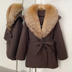 OFTBUY Natural Fox Fur Collar Fluffy Puffer Jacket Women Thickened Warm Real Fur White Duck Down Coat New Winter Parke Outerwear