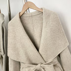 OFTBUY Belt Real Fox Fur Cuffs Elegant Warm Winter Outerwear lady New Women's Long Double-Faced Wool Coat Oversized Lapel Collar
