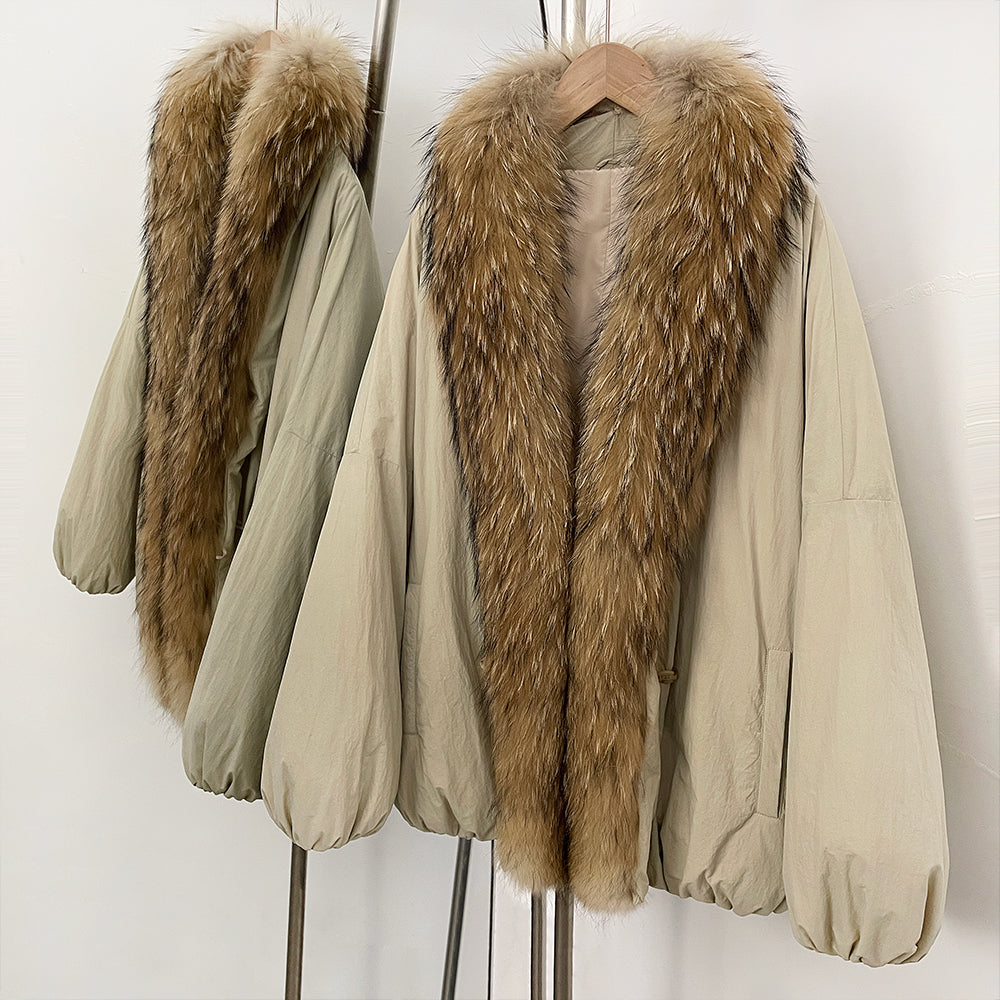 OFTBUY Loose Thick Warm Goose Down Coat Female New Winter Japanese Style Outfit Top Clothes Women Natural Fox Fur Puffer Jacket