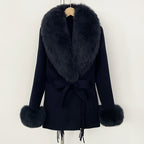 OFTBUY Short Real Fox Fur Wool Coat New Autumn Winter Clothes Women Fashion Natural Fur Woolen Jacket Female Tassel Overcoat