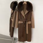 OFTBUY New Fashion Autumn Winter Clothes Women Real Fox Fur Wool Jacket Female Long Patchwork Double-faced Woolen Cashmere Coat
