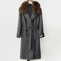 OFTBUY Natural Real Fox Fur Collar Women New Autumn Winter Loose Cashmere Wool Blends Coat Long Woolen Jacket Outerwear
