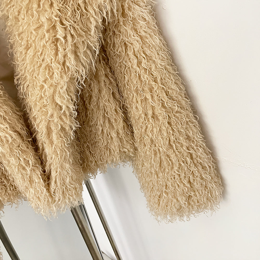 OFTBUY Warm Thicken Luxury Outerwear New Winter Clothes Female Women's Cozy Faux Mongolian Fur Short Coat Teddy Faux Fur Jacket