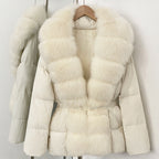OFTBUY Big Natural Fox Fur Collar Puffer Jacket Female New Autumn Winter Thick Warm Clothes Women Fluffy Real Fur Duck Down Coat