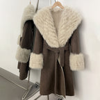 OFTBUY Long Wool Coat Female New Autumn Winter Real Fox Fur Top Clothes Women Thick Warm Natural Fur Double-sided Woolen Jacket