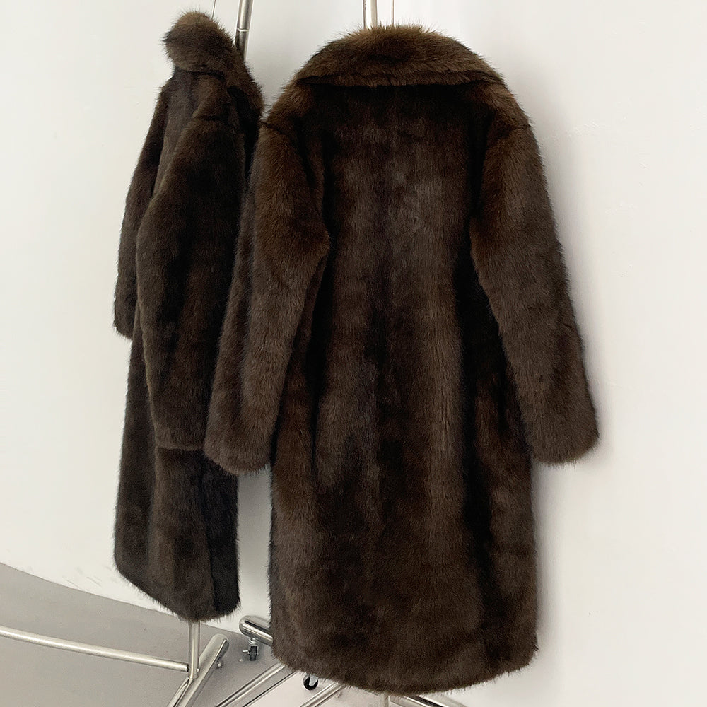 OFTBUY New Winter Clothes Women Fashion Long Warm Faux Fur Jacket Long Sleeve Artificial Fox Fur Coat Female Luxury Fake Fur Coat Lady