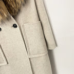 OFTBUY Double Breasted Pockets Long Luxury Warm Winter Outerwear New Women's Double-Faced Wool Coat with Real Fox Fur Collar