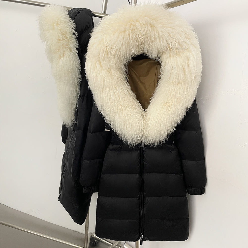 OFTBUY Warm Long Puffer Jacket Female New Winter Clothes Women Fashion Luxury Duck Down Coat with Real Mongolia Sheep Fur Collar