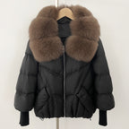 OFTBUY New Autumn Winter Clothes Women Natural Fox Fur Coat Fashion Warm Knit Sleeve Puffer Jacket Real Fur Duck Down Overcoat