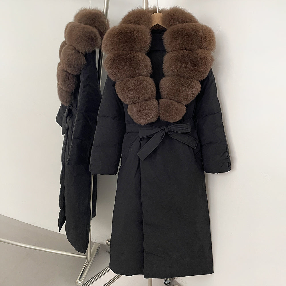 OFTBUY Real Fox Fur Collar Fluffy Puffer Jacket Female New Long Winter Down Clothing Women Thickened Warm White Duck Down Coat