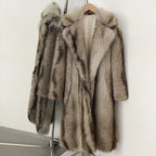 Silver fox style beige-grey faux fur coat with exquisite multi-tonal luster