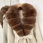 OFTBUY Belted Elegant Warm Outerwear Coat Female Women's Luxury Double-Faced Wool Jacket Winter Oversized Real Fox Fur Collar