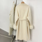 OFTBUY Real Fox Fur Cuffs Cashmere Woolen Jacket Long 100% Wool Coat Female New Autumn Winter Warm Natural Fur Clothes Women