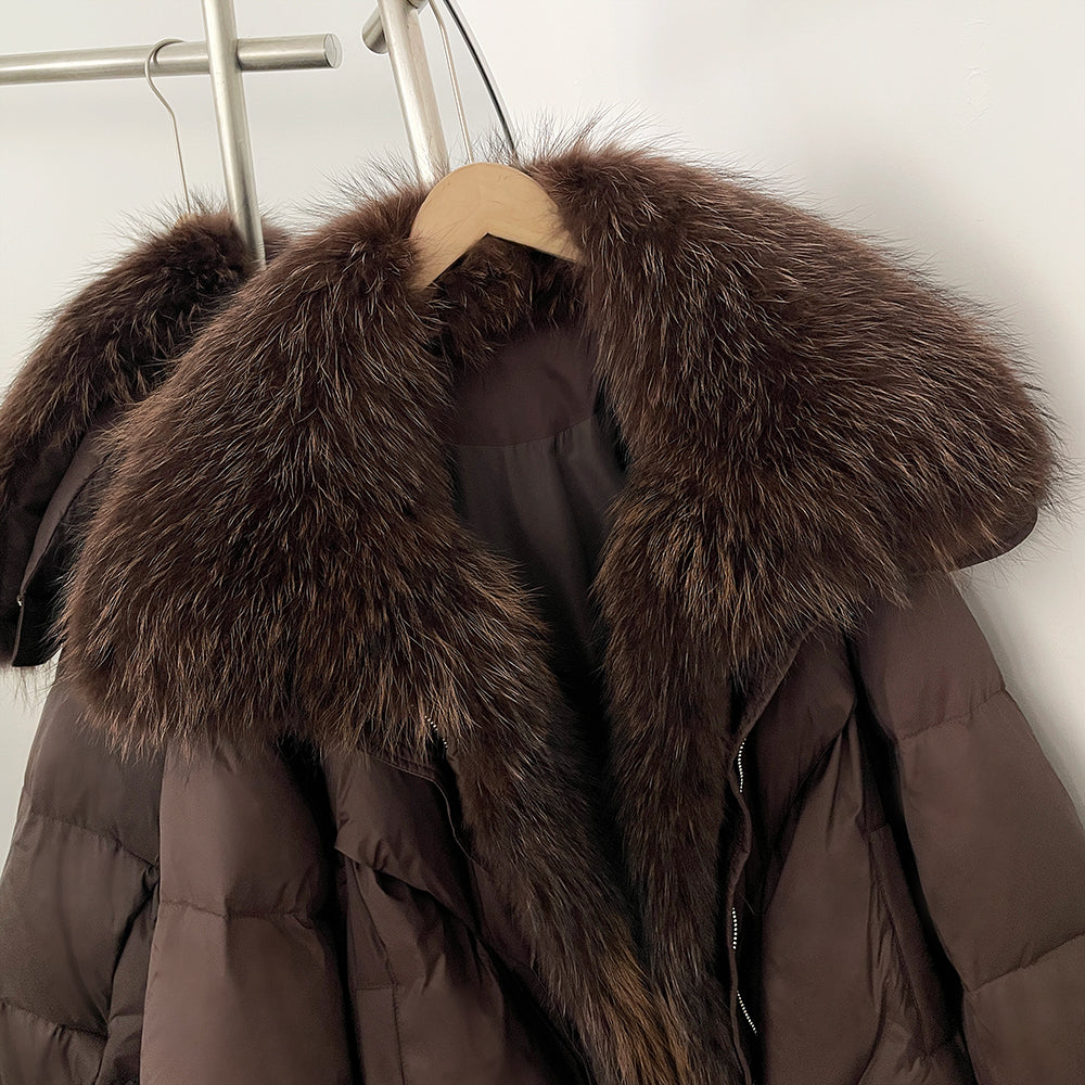 OFTBUY New Women's Duck Down Jacket Whit Large Real Fox Fur Collar Puffy Sleeve Warm Loose Puffer Jacket Winter Luxury Outerwear