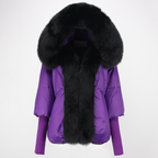 OFTBUY Hooded Natural Thick Winter Jacket Women Outerwear Real Fox Fur Coat Woman Warm Loose Oversize Duck Down Coat Streetwear