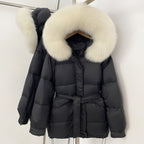OFTBUY Hooded Real Fox Fur Down Coat Female New Autumn Winter Top Clothes Women Thickened Warm Natural Fur Fluffy Puffer Jacket
