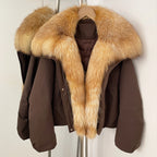 OFTBUY New Winter Warm Thickened Clothing Female Natural Fur Puffer Jacket Women's Dcuk Down Coat with Big Real Fox Fur Collar