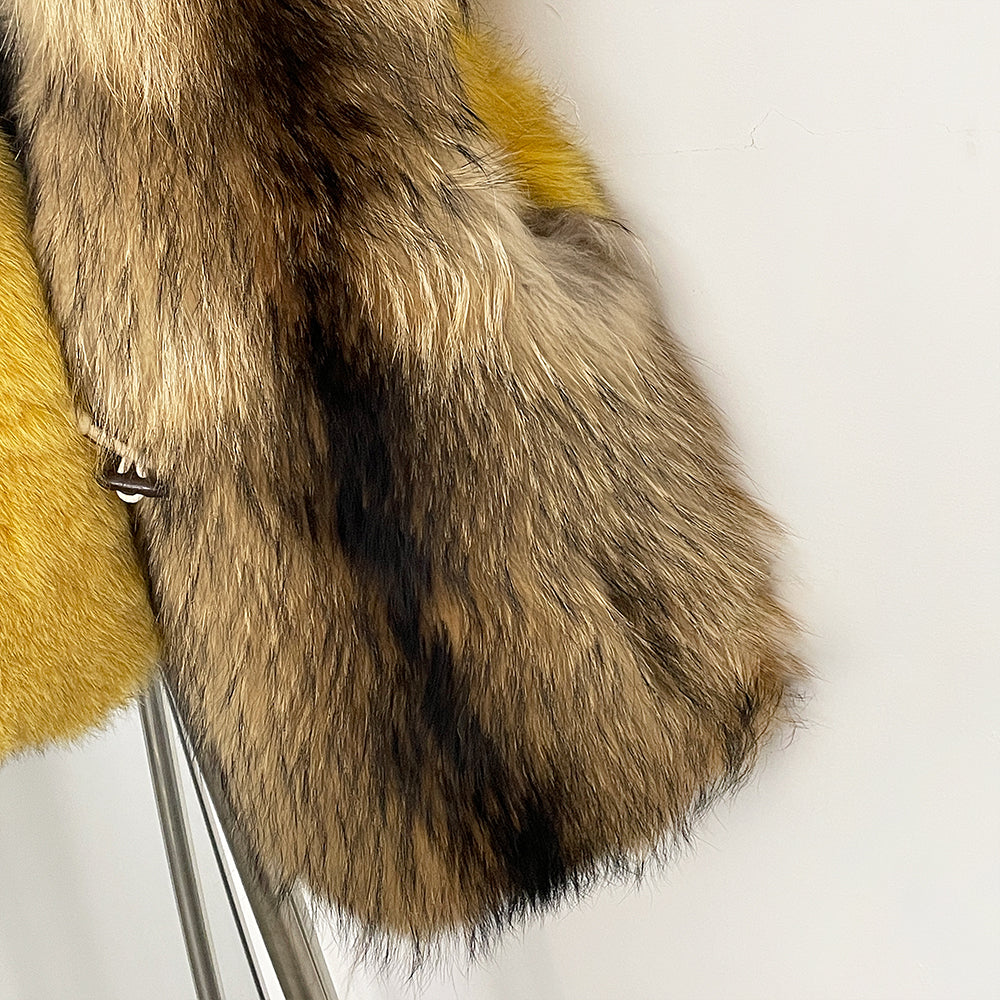 OFTBUY Spelling Sleeveless Real Raccoon Fur Waistcoat Jacket Women Fashion Thick Warm Outwaer Natural Fox Fur Vest Coat Female