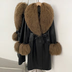 OFTBUY New Autumn Winter Clothes Women Luxury Real Mongolia Sheep Fur Jacket Femlae Long Vintage Faux Leather Streetwear Coat