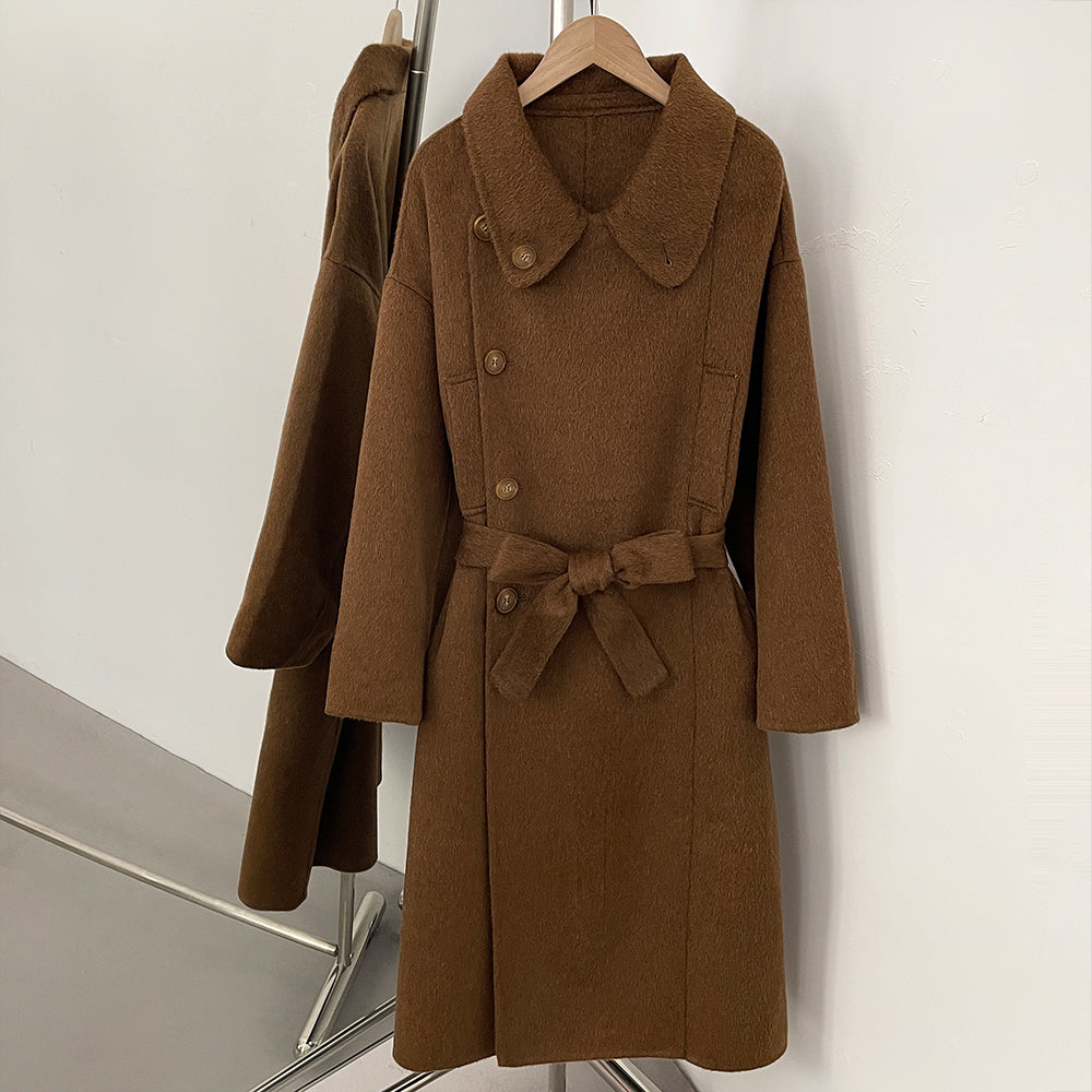 OFTBUY Elegant Double-sided Alpaca Wool Coat Female Long Belt Woolen Clothes Women New Autumn Winter Long Sleeve Cashmere Jacket