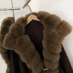 OFTBUY Belt Loose Fit Warm Winter Fashion Outerwear Natural Fur Sweater Female New Women's Knit Coat with Large Real Fox Fur