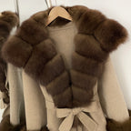OFTBUY Luxury Real Fox Fur 100% Wool Coat Female New Autumn Winter Warm Woolen Clothes Women Long Sleeves Cashmere Woolen Jacket