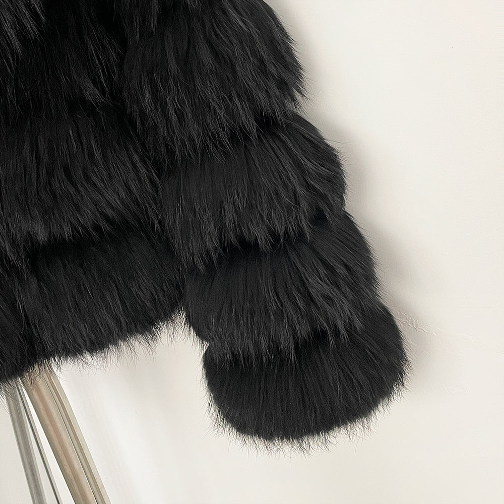 OFTBUY Fluffy Natural Fox Fur Coat Female New Autumn Winter Thickened Warm Clothes Women Long Sleeves Short Real Fur Jacket Lady