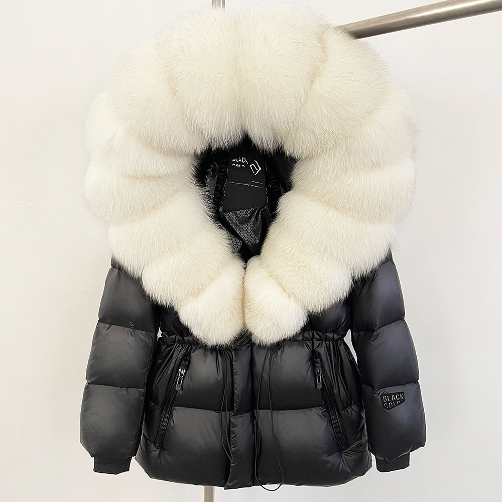 OFTBUY Big Real Fox Fur Coat Autumn Winter Clothes Women Warm Natural Fur White Goose Duck Jacket Female Hooded Puffer Jacket
