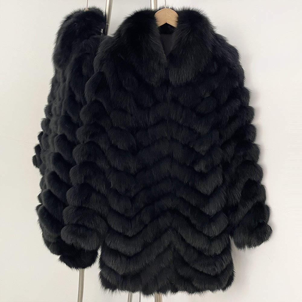 OFTBUY 2-in-1 Reversible Luxury Jacket - 100% Real Fox Fur Coat & Windproof Winter Parka