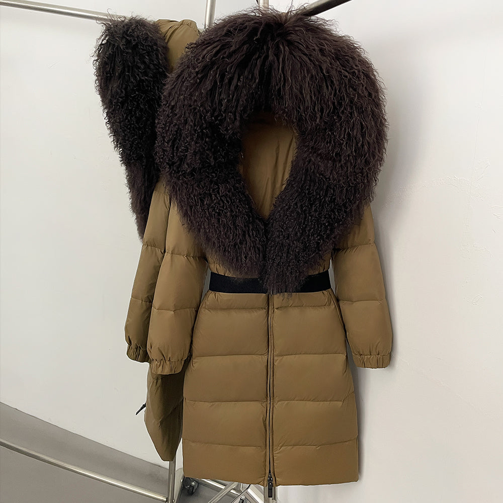 OFTBUY Warm Long Puffer Jacket Female New Winter Clothes Women Fashion Luxury Duck Down Coat with Real Mongolia Sheep Fur Collar