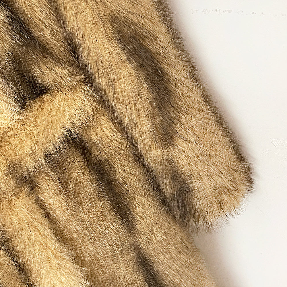 OFTBUY Luxury Long-Length Belted Faux Fur Coat - Premium Vegan Silver Fox Style Overcoat with Oversized Lapel