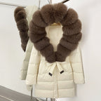 OFTBUY New Winter Genuine Fox Fur Hooded Puffer Coat Women Women's White Duck Down Jacket Outerwear Female Fashion Parkas