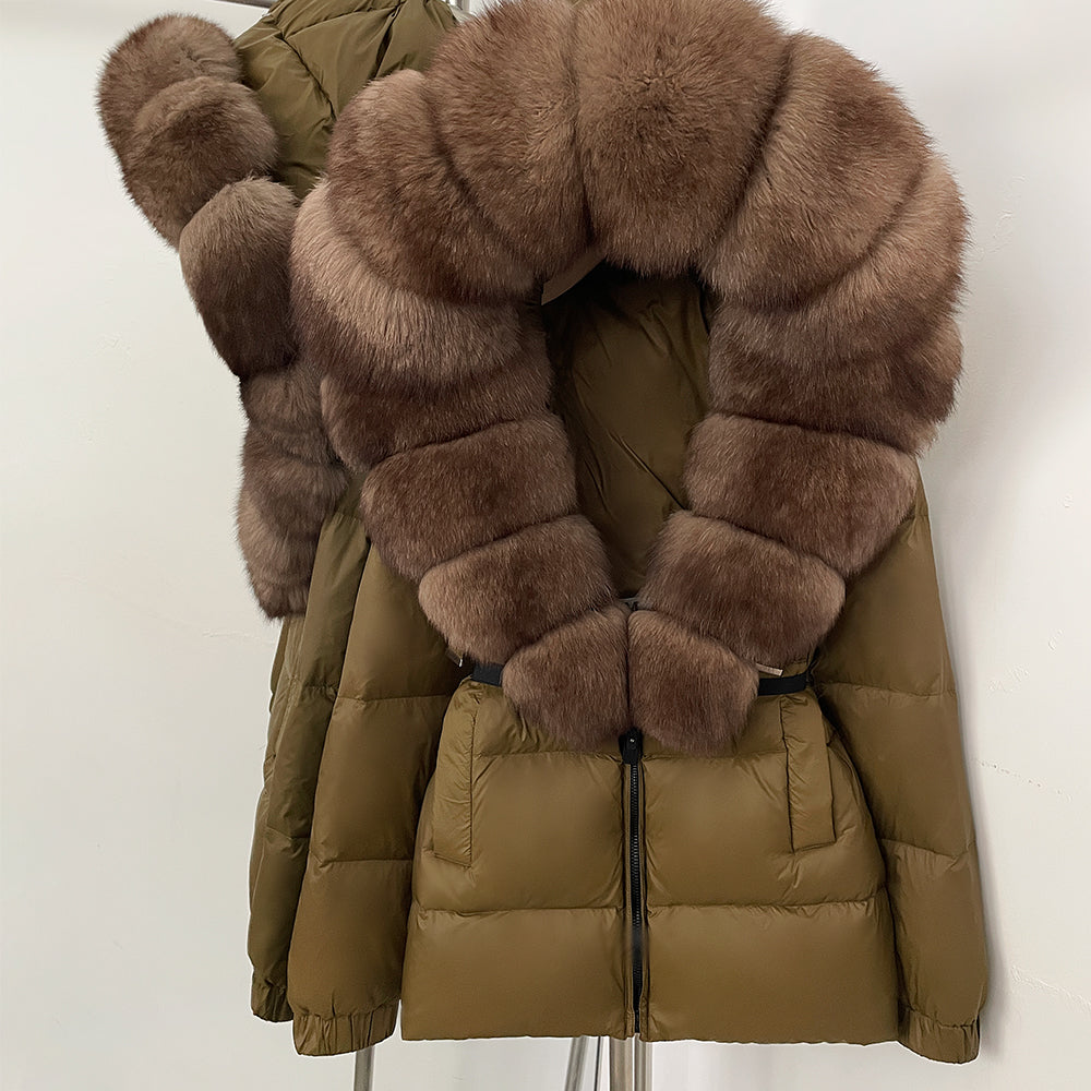 OFTBUY New Winter Clothing Puffer Jacket Women Parkas Waterproof Real Fox Fur Hooded Thick Warm 90% White Duck Down Coat Female