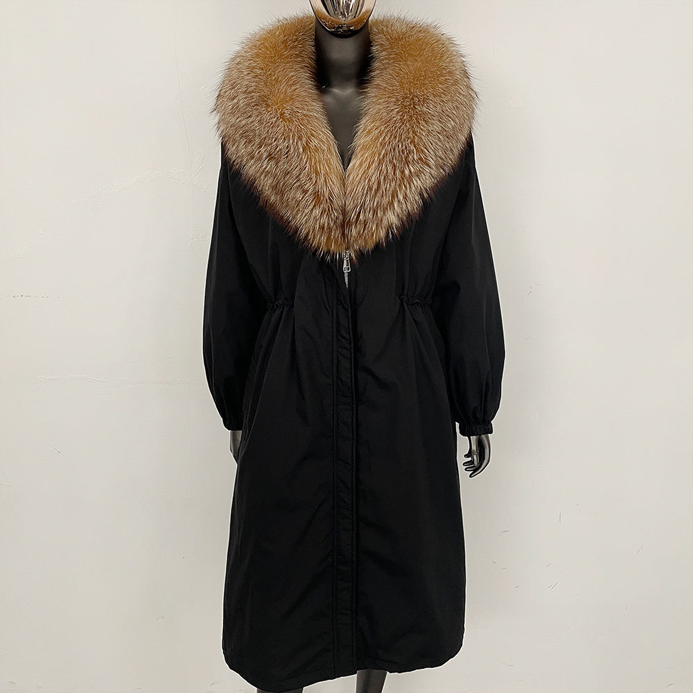 OFTBUY New Zipper Autumn Winter Clothes Women Natural Fox Fur Collar Goose Down Coat Long Warm Thickened Real Fur Puffer Jacket