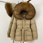 OFTBUY Hooded Real Fox Fur Down Coat Female New Autumn Winter Top Clothes Women Thickened Warm Natural Fur Fluffy Puffer Jacket